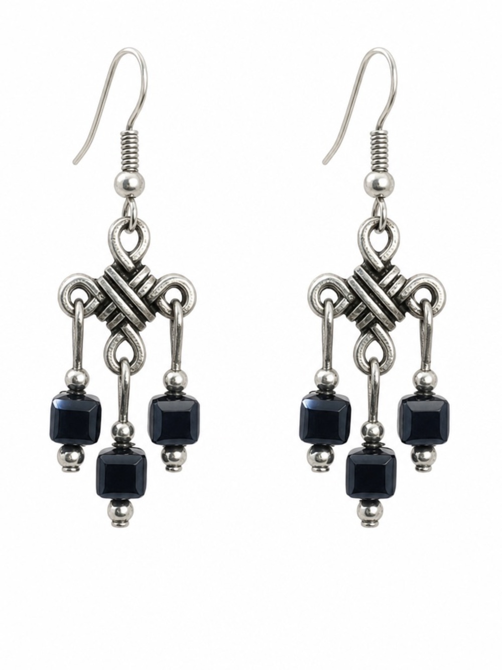 Celtic Knot With MidNight Blue Aurora Borealis Crystal Cube Bead Chandeliers